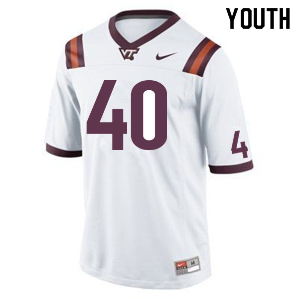 Youth #40 Changa Hodge Virginia Tech Hokies College Football Jersey Sale-White - Click Image to Close